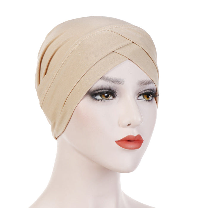 Wholesale crystal linen turban hat JDC-FH-QD012 Fashionhat 群德 beige Wholesale Jewelry JoyasDeChina Joyas De China