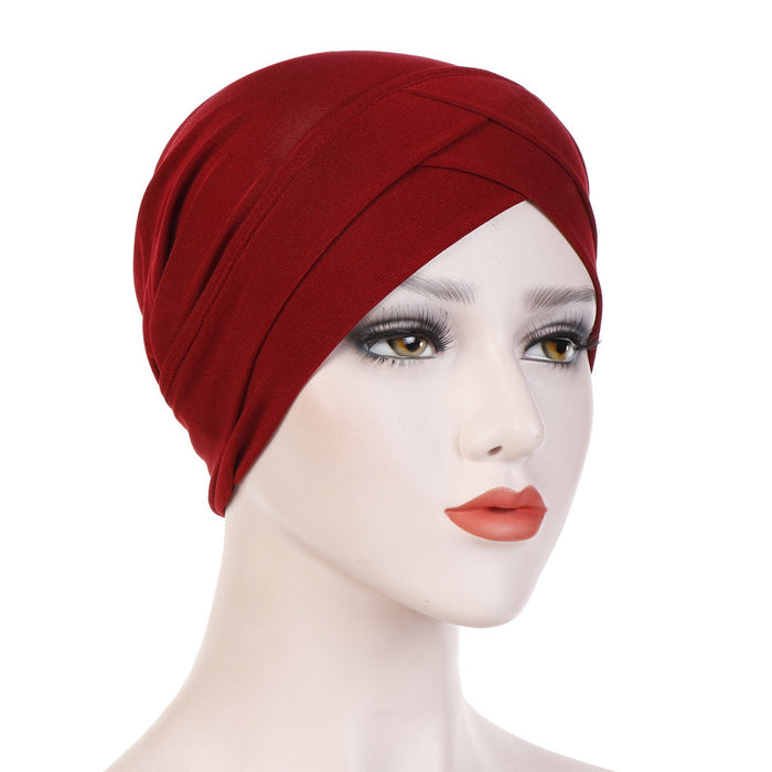 Wholesale crystal linen turban hat JDC-FH-QD012 Fashionhat 群德 wine red Wholesale Jewelry JoyasDeChina Joyas De China