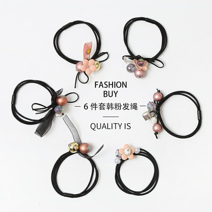 Wholesale Crystal Ocean Blue 6 piece hair ring JDC-HS-DR003 Hair Scrunchies 蒂锐 3 Wholesale Jewelry JoyasDeChina Joyas De China