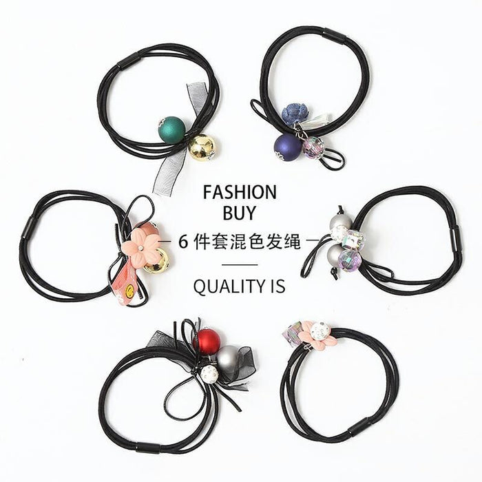 Wholesale Crystal Ocean Blue 6 piece hair ring JDC-HS-DR003 Hair Scrunchies 蒂锐 4 Wholesale Jewelry JoyasDeChina Joyas De China