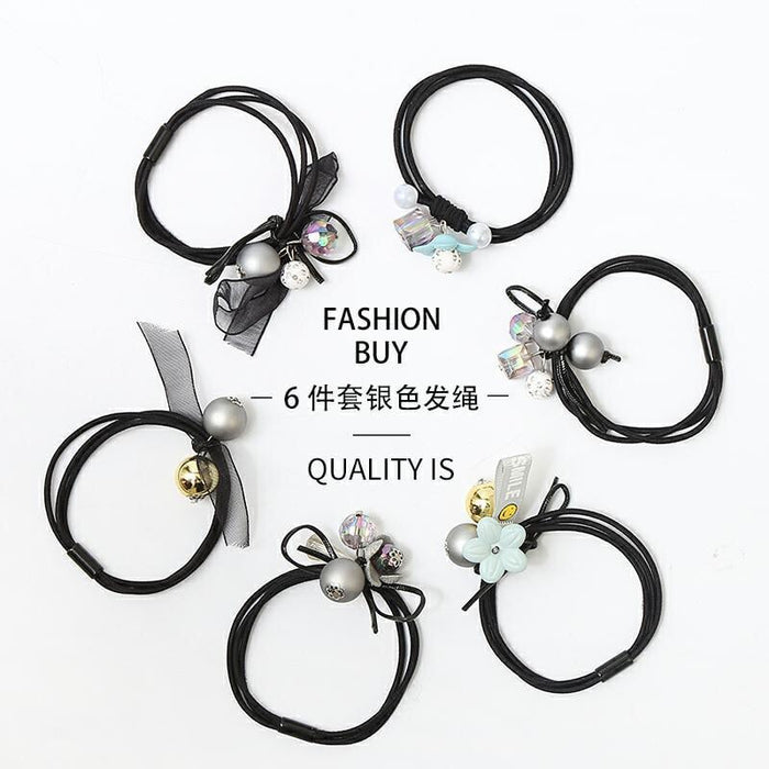 Wholesale Crystal Ocean Blue 6 piece hair ring JDC-HS-DR003 Hair Scrunchies 蒂锐 5 Wholesale Jewelry JoyasDeChina Joyas De China