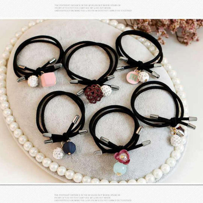 Wholesale Crystal Ocean Blue 6 piece hair ring JDC-HS-DR003 Hair Scrunchies 蒂锐 Wholesale Jewelry JoyasDeChina Joyas De China