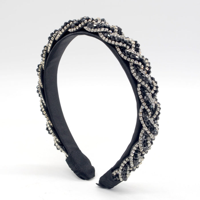 Wholesale crystal rhinestone flannel headband JDC-HD-Yul040 Headband 雨灵 black white Wholesale Jewelry JoyasDeChina Joyas De China