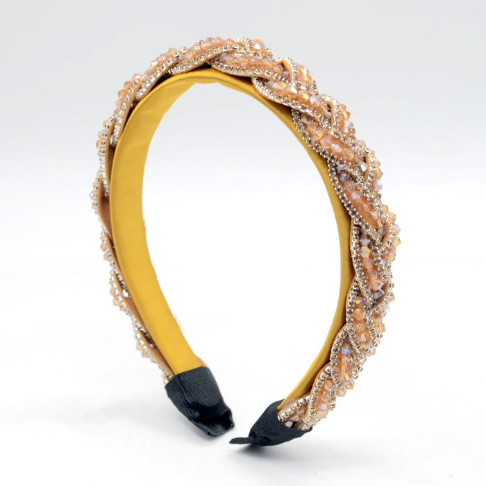 Wholesale crystal rhinestone flannel headband JDC-HD-Yul040 Headband 雨灵 champagne Wholesale Jewelry JoyasDeChina Joyas De China