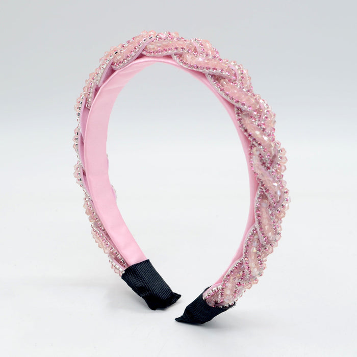 Wholesale crystal rhinestone flannel headband JDC-HD-Yul040 Headband 雨灵 pink Wholesale Jewelry JoyasDeChina Joyas De China