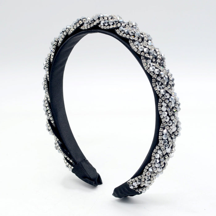 Wholesale crystal rhinestone flannel headband JDC-HD-Yul040 Headband 雨灵 silver Wholesale Jewelry JoyasDeChina Joyas De China