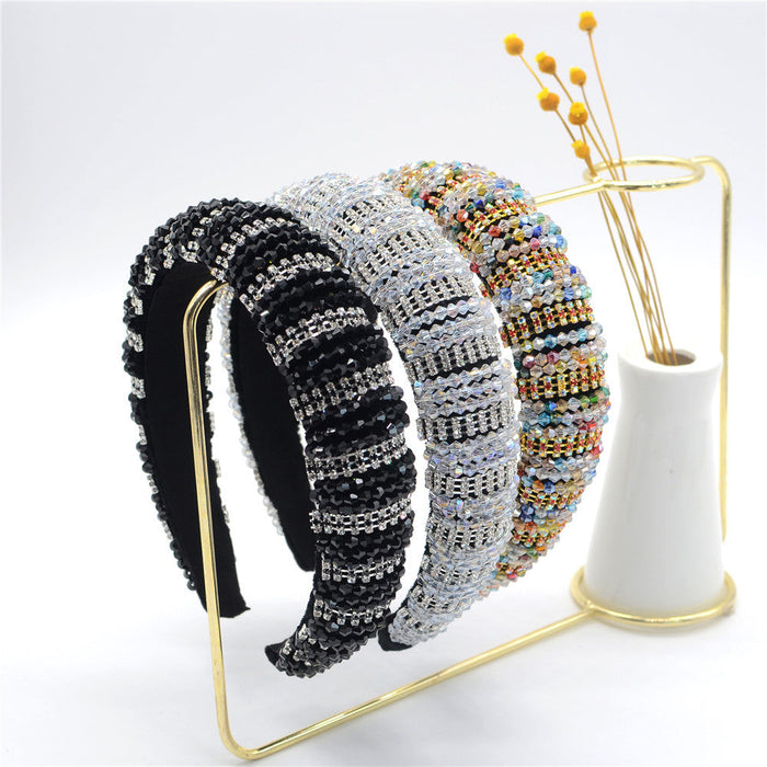 Wholesale crystal rhinestone flannel sponge headband JDC-HD-Yul090 Headband 雨灵 Wholesale Jewelry JoyasDeChina Joyas De China