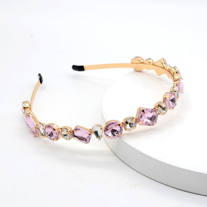 Wholesale crystal rhinestone headband JDC-HD-Yul002 Headband 雨灵 pink Wholesale Jewelry JoyasDeChina Joyas De China