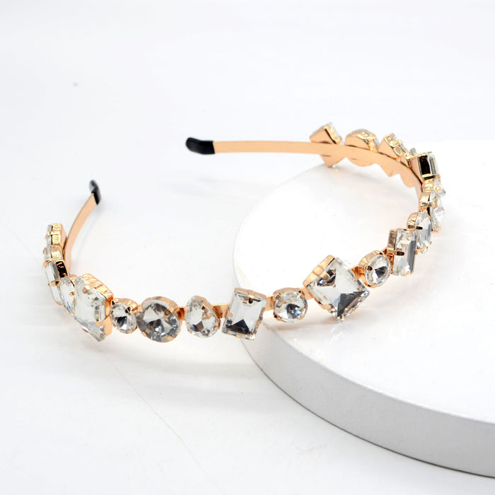 Wholesale crystal rhinestone headband JDC-HD-Yul002 Headband 雨灵 White diamonds gold bottom Wholesale Jewelry JoyasDeChina Joyas De China
