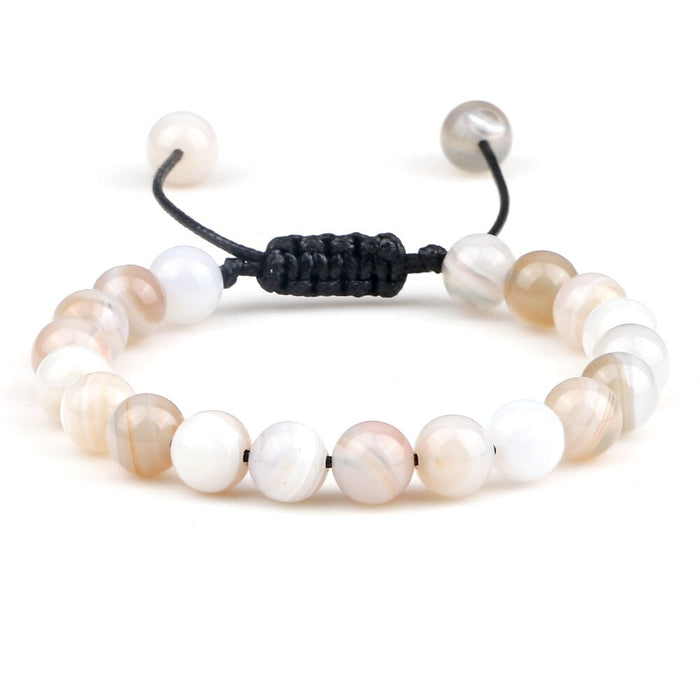 Wholesale Crystal Stripe 8mm Beaded Color Stone Bracelet JDC-BT-JiuJ023 Bracelet 九江 white Wholesale Jewelry JoyasDeChina Joyas De China