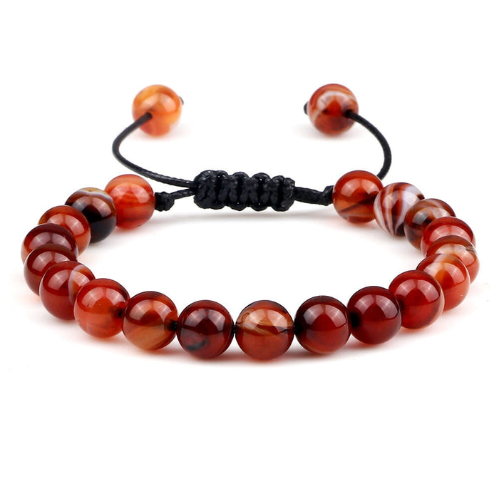 Wholesale Crystal Stripe 8mm Beaded Color Stone Bracelet JDC-BT-JiuJ023 Bracelet 九江 wine red Wholesale Jewelry JoyasDeChina Joyas De China