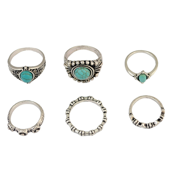 Wholesale Crystal Turquoise Resin Alloy Rings JDC-RS-Yunl003 Rings 云罗 B Wholesale Jewelry JoyasDeChina Joyas De China