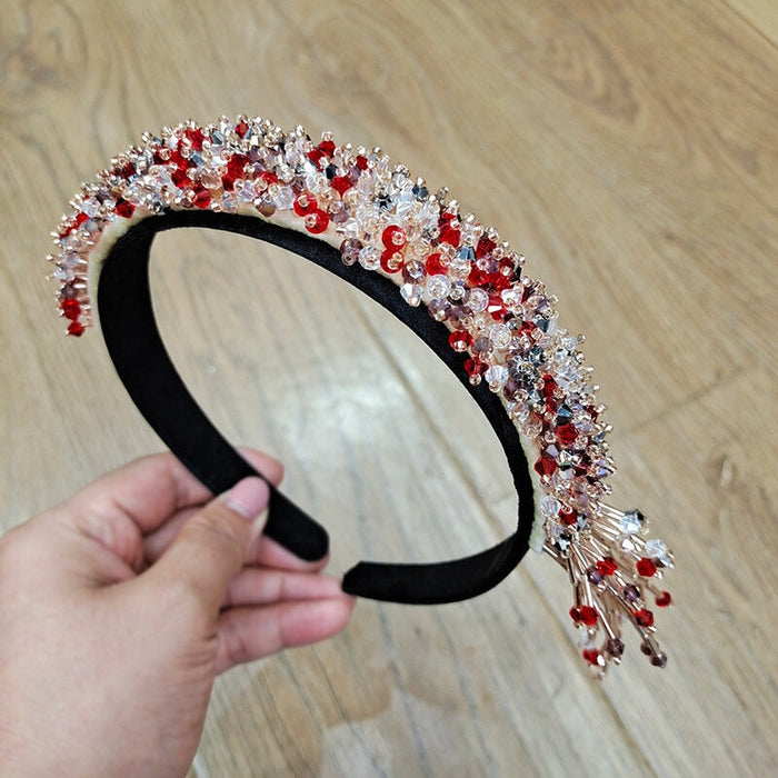 Wholesale crystal vintage beaded hair band JDC-HD-O393 Headband 潮炫 Red Wholesale Jewelry JoyasDeChina Joyas De China