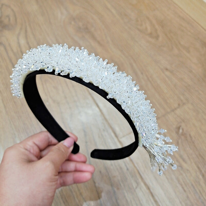 Wholesale crystal vintage beaded hair band JDC-HD-O393 Headband 潮炫 white Wholesale Jewelry JoyasDeChina Joyas De China