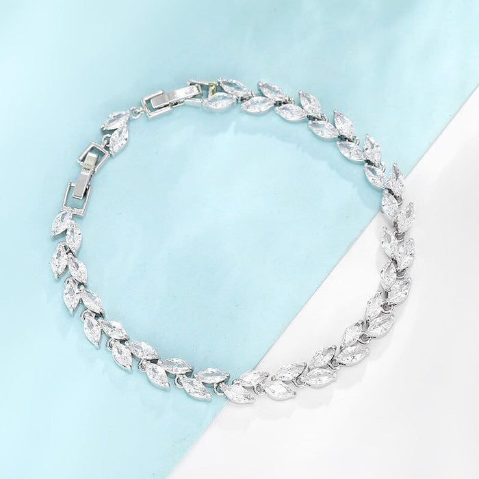 Wholesale crystal zircon wicker leaf rice grain bracelet MOQ≥2 JDC-BT-Kas005 Bracelet 卡诗 1 19 MOQ2 Wholesale Jewelry JoyasDeChina Joyas De China