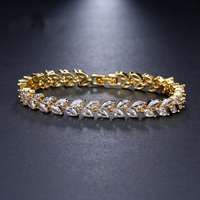 Wholesale crystal zircon wicker leaf rice grain bracelet MOQ≥2 JDC-BT-Kas005 Bracelet 卡诗 2 17 MOQ2 Wholesale Jewelry JoyasDeChina Joyas De China