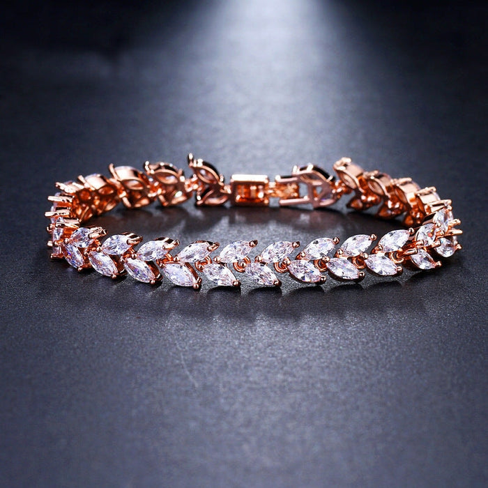 Wholesale crystal zircon wicker leaf rice grain bracelet MOQ≥2 JDC-BT-Kas005 Bracelet 卡诗 3 17 MOQ2 Wholesale Jewelry JoyasDeChina Joyas De China