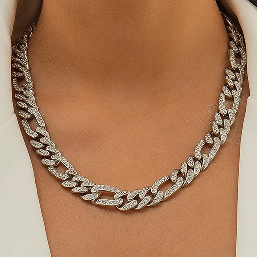 Wholesale Cuban buckle chain necklace women JDC-NE-KJ157 necklaces JoyasDeChina 50cm long white K 4194 Wholesale Jewelry JoyasDeChina Joyas De China