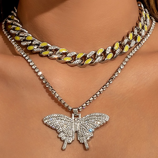 Wholesale Cuban Butterfly Clasp Chain Necklace JDC-NE-KJ161 necklaces JoyasDeChina Wholesale Jewelry JoyasDeChina Joyas De China