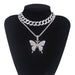 Wholesale Cuban Chain Big Butterfly Alloy Rhinestone Necklace JDC-NE-youm001 Necklaces 幽梦 N853 silver Wholesale Jewelry JoyasDeChina Joyas De China