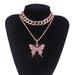 Wholesale Cuban Chain Big Butterfly Alloy Rhinestone Necklace JDC-NE-youm001 Necklaces 幽梦 N854 rose gold Wholesale Jewelry JoyasDeChina Joyas De China
