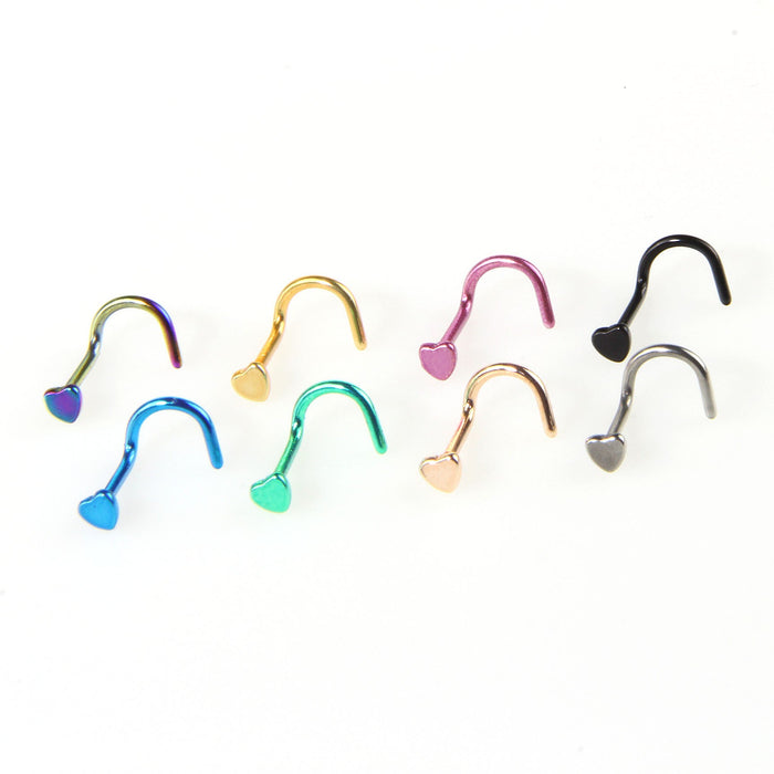 Wholesale curved nose nail heart-shaped nose nail Stainless Steel Nose nail JDC-NS-LX015 Piercings JoyasDeChina Wholesale Jewelry JoyasDeChina Joyas De China