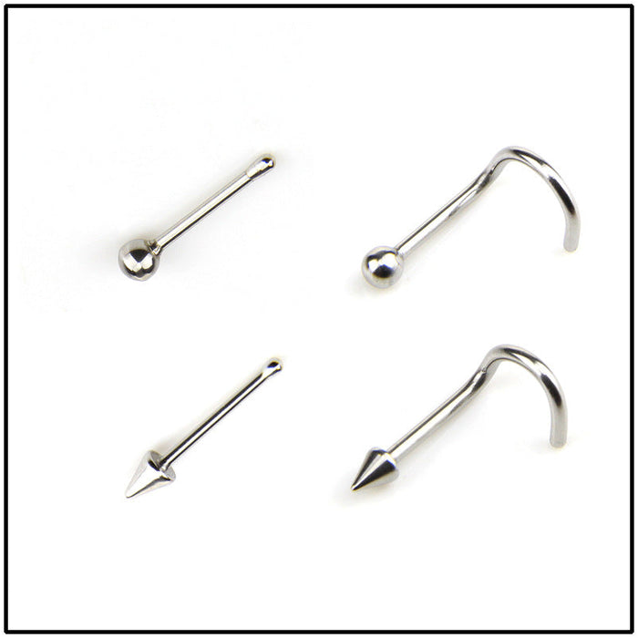 Wholesale curved nose nail round nose nail pointed nose nail JDC-NS-LX011 Piercings JoyasDeChina Steel color, 2 specifications, 4 pieces Wholesale Jewelry JoyasDeChina Joyas De China