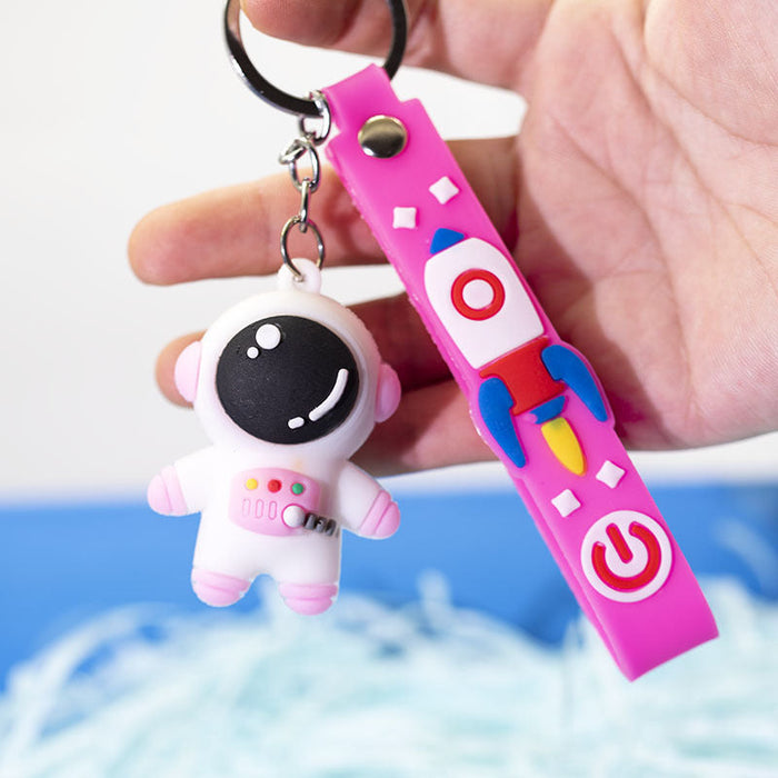 Wholesale cute astronaut plastic keychains JDC-KC-HTU019 Keychains 哈图 pink band single Wholesale Jewelry JoyasDeChina Joyas De China