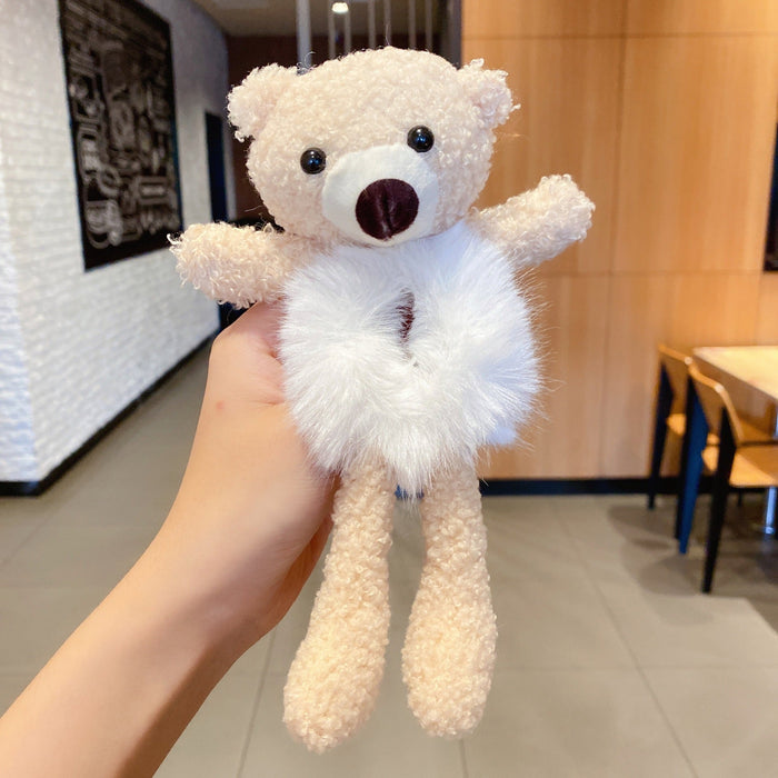 Wholesale cute bear hug Plush hair circle JDC-HS-i301 Hair Scrunchies JoyasDeChina 1# white plush bear Wholesale Jewelry JoyasDeChina Joyas De China