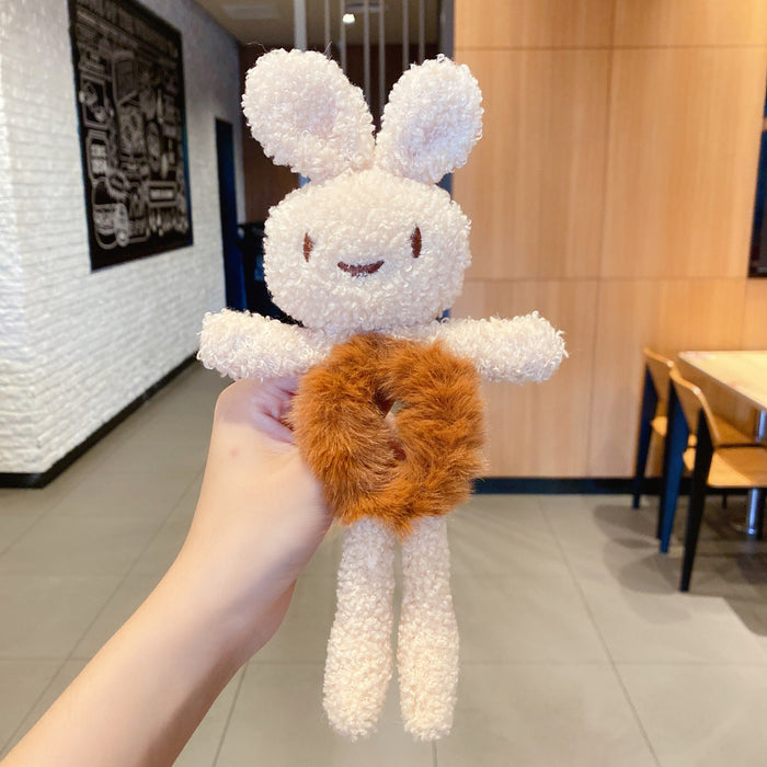 Wholesale cute bear hug Plush hair circle JDC-HS-i303 Hair Scrunchies JoyasDeChina 10# brown fluffy rabbit Wholesale Jewelry JoyasDeChina Joyas De China