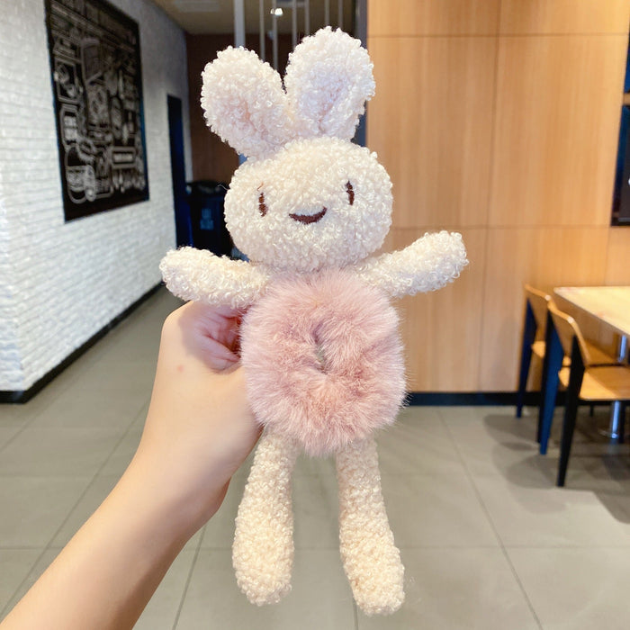Wholesale cute bear hug Plush hair circle JDC-HS-i303 Hair Scrunchies JoyasDeChina 12# pink fluffy rabbit Wholesale Jewelry JoyasDeChina Joyas De China