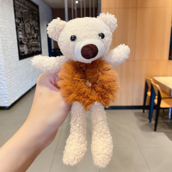 Wholesale cute bear hug Plush hair circle JDC-HS-i303 Hair Scrunchies JoyasDeChina 5# Brown fluffy bear Wholesale Jewelry JoyasDeChina Joyas De China