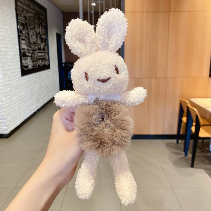 Wholesale cute bear hug Plush hair circle JDC-HS-i303 Hair Scrunchies JoyasDeChina 9# grey fluffy rabbit Wholesale Jewelry JoyasDeChina Joyas De China