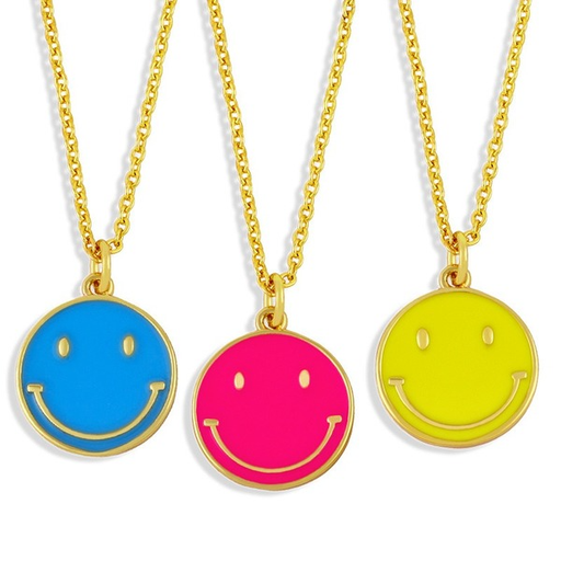 Bulk Jewelry Wholesale cute candy color drip oil round brand smiley face necklaces JDC-NE-AS278 Wholesale factory from China YIWU China