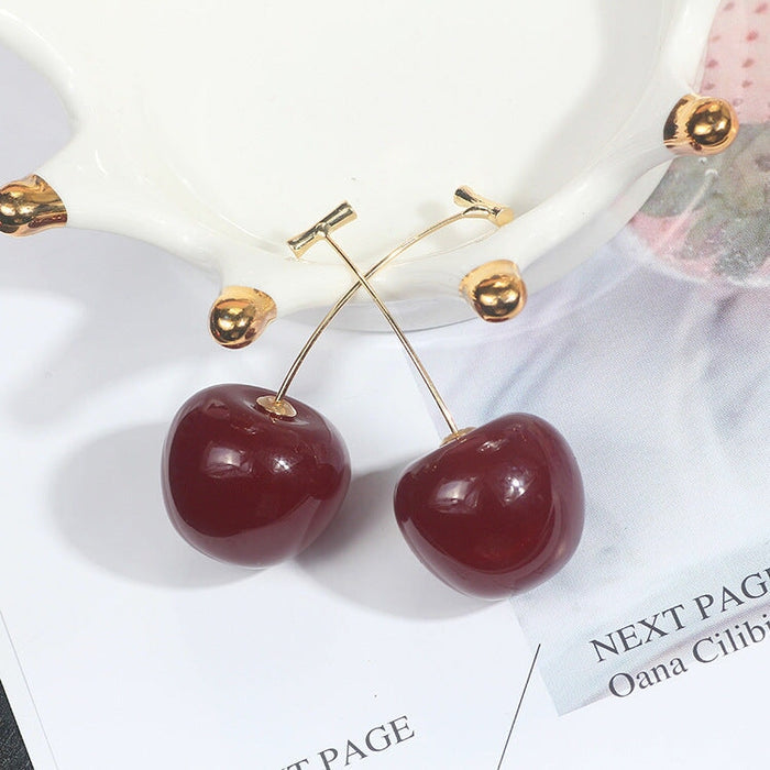 Wholesale Cute Cherry Metal Earrings JDC-ES-GSMDD016 Earrings 萌豆豆 E1321-3 L Wholesale Jewelry JoyasDeChina Joyas De China
