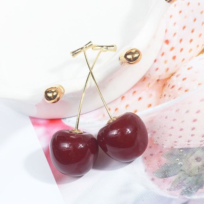 Wholesale Cute Cherry Metal Earrings JDC-ES-GSMDD016 Earrings 萌豆豆 E1321-4 S Wholesale Jewelry JoyasDeChina Joyas De China