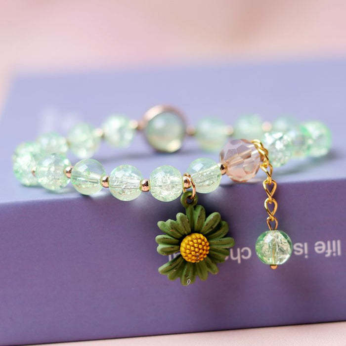 Wholesale cute pendant crystal beaded bracelet JDC-BT-GSYXH018 Bracelet JoyasDeChina Little daisy green Wholesale Jewelry JoyasDeChina Joyas De China