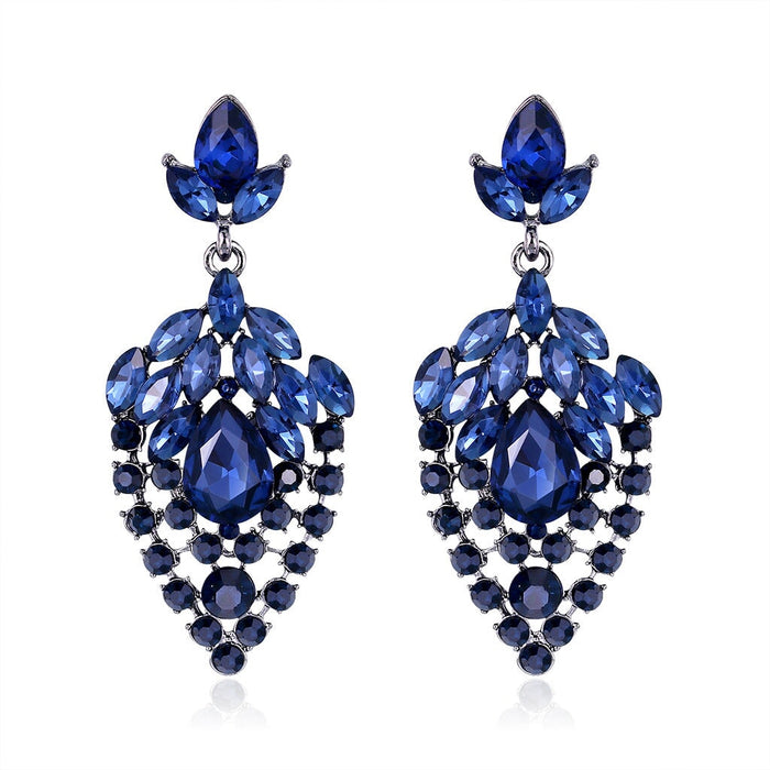 Wholesale cutout crystal tassel earrings JDC-ES-GSDB037 Earrings 丹比华比 Blue Wholesale Jewelry JoyasDeChina Joyas De China