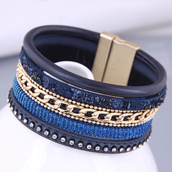 Wholesale dark blue leather magnetic bracelet JDC-BT-WY120 Bracelet 威扬 Wholesale Jewelry JoyasDeChina Joyas De China