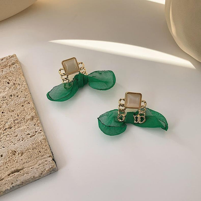 Bulk Jewelry Wholesale dark green tie earrings paint alloy geometric studs JDC-ES-W307 Wholesale factory from China YIWU China