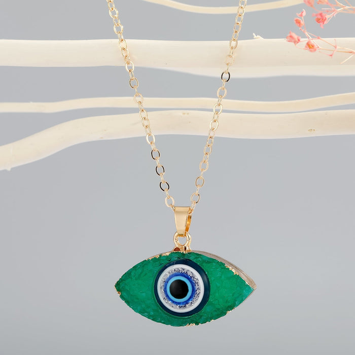 Wholesale Demon Eye Plastic Resin Necklace MOQ≥6 JDC-NE-Juej002 Necklaces 觉际 green Wholesale Jewelry JoyasDeChina Joyas De China