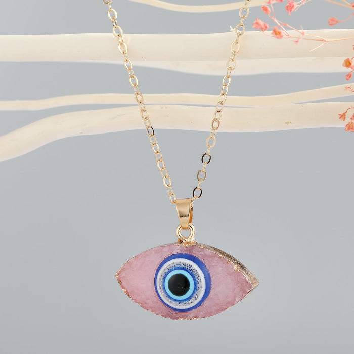Wholesale Demon Eye Plastic Resin Necklace MOQ≥6 JDC-NE-Juej002 Necklaces 觉际 pink Wholesale Jewelry JoyasDeChina Joyas De China