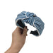 Wholesale denim striped fabric headband JDC-HD-GSDX003 Headband JoyasDeChina Medium blue stripes Wholesale Jewelry JoyasDeChina Joyas De China