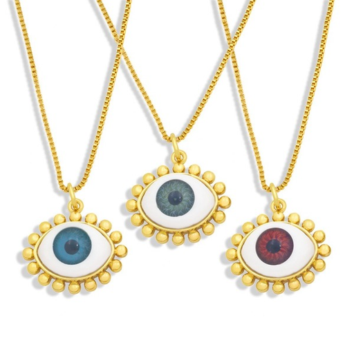Wholesale Devil Eyes 18k Gold Plated Copper Necklaces JDC-NE-AS505 Necklaces JoyasDeChina Wholesale Jewelry JoyasDeChina Joyas De China
