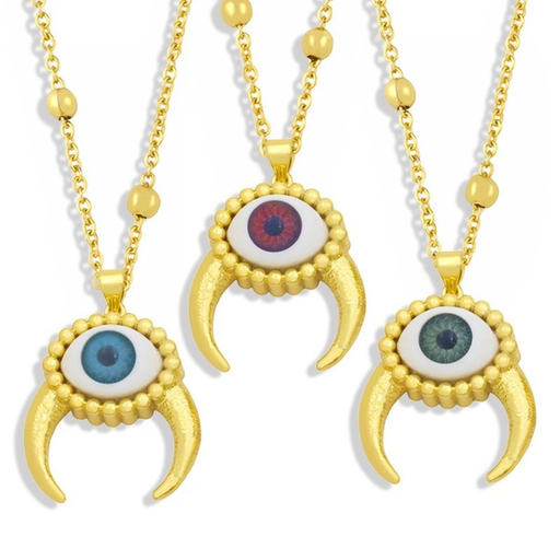 Wholesale Devil's Eye 18k Gold Plated Copper Necklaces JDC-NE-AS532 Necklaces JoyasDeChina Wholesale Jewelry JoyasDeChina Joyas De China