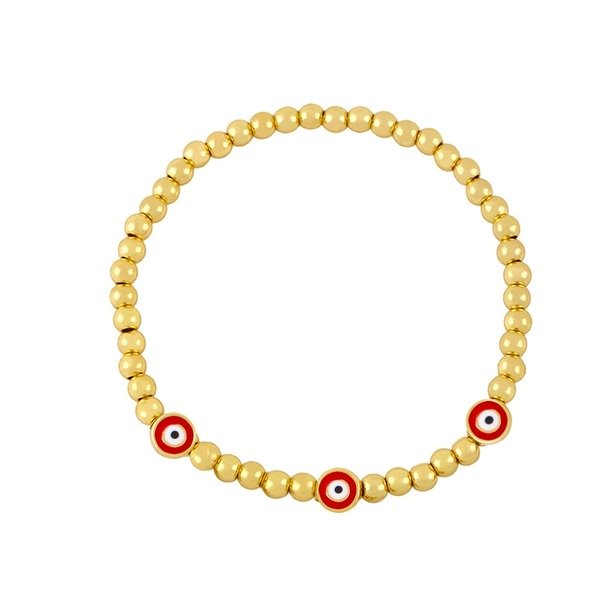 Wholesale Devil's Eye Copper Plated 18k Gold Elastic Bracelet JDC-BT-AS-002 Bracelet 翱�N Wholesale Jewelry JoyasDeChina Joyas De China