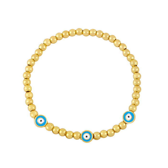 Wholesale Devil's Eye Copper Plated 18k Gold Elastic Bracelet JDC-BT-AS-002 Bracelet 翱�N light blue Wholesale Jewelry JoyasDeChina Joyas De China