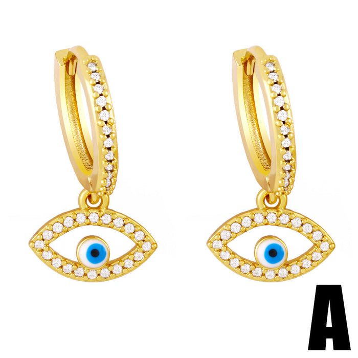 Wholesale Devil's Eye Copper Plated 18k Gold Zircon Earrings JDC-ES-AS-026 Earrings 翱?N A Wholesale Jewelry JoyasDeChina Joyas De China