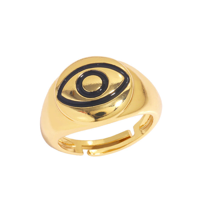Wholesale Devil's Eye Electroplated Copper Rings JDC-RS-AS263 Rings JoyasDeChina black adjustable Wholesale Jewelry JoyasDeChina Joyas De China