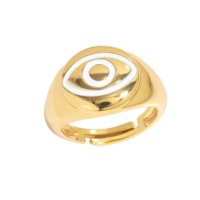 Wholesale Devil's Eye Electroplated Copper Rings JDC-RS-AS263 Rings JoyasDeChina white adjustable Wholesale Jewelry JoyasDeChina Joyas De China